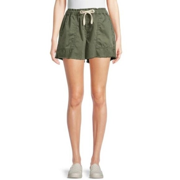 No Boundaries Shorts Juniors M Green Super High Rise Tie Front M Frayed Boho B3 - Picture 1 of 10